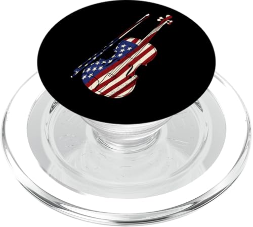 Violine Violinist USA Amerikanische Flagge Vintage PopSockets PopGrip für MagSafe von Funny Violin Player Orchestra Violinist HD0