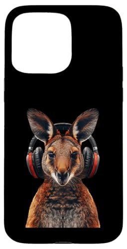 Hülle für iPhone 15 Pro Max Wallaby Kopfhörer von Funny Wallaby Headphones Design