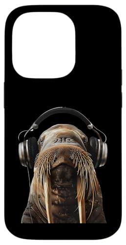 Hülle für iPhone 14 Pro Walrus Kopfhörer von Funny Walrus Headphones Design