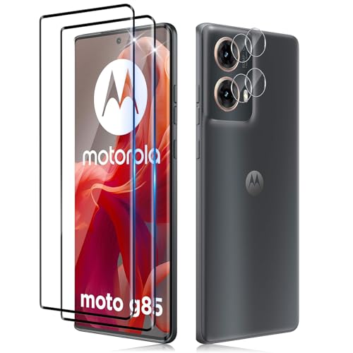 Funrae 3D Full Screen Schutzfolie für Motorola Moto G85 5G für Panzerglas mit HD Kameraschutz 【2+2 PCS】, 0.33mm 9H Härte Anti-Kratzen Displayschutz, Anti-Bläschen Folie Schutzglas von Funrae