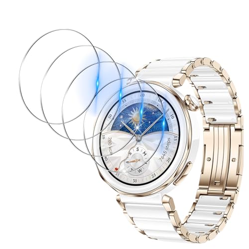 Funrae Schutzfolie für Huawei Watch GT 5 Pro 42MM für Panzerglas, [4 Stücke] Blasenfreie HD Anti-Kratz Displayschutzfolie Wasserdicht Härtegrad 9H Displayschutz Film - Transparent von Funrae