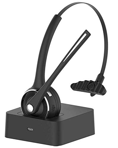 Funtuan Bluetooth-Headset, kabelloser Kopfhörer mit Mikrofon, Geräuschunterdrückung, Trucker, Bluetooth-Headset, Freisprecheinrichtung mit Ladestation für Call Center, Zuhause, Smartphones, PC von Funtuan