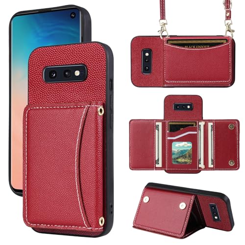 Furill Schutzhülle für Samsung Galaxy S10e, Brieftaschen-Schutzhülle mit Schultergurt und Lederfach, Kreditkartenfach, schmal, Standfunktion, Handy-Zubehör, S 10e, 10se, Se10, für Damen und Mädchen, von Furill