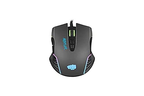 Fury Hustler Gaming-Maus, USB, 6400 DPI, 7 Tasten, Optisch, RGB-Hintergrundbeleuchtung, leicht, mit Speicher, Schwarz von Fury