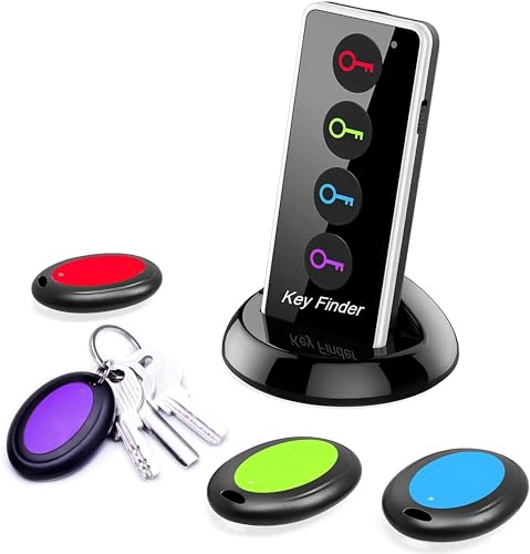 Schlüsselfinder, Remote Key Finder mit LED-Taschenlampe, Wireless Schlüsselfinder mit 4 Empfängern, 1 RF-Sender, 80dB RF 98 Fuß Wallet Locator Kabelloser Sachenfinder, Brieftaschen Artikel Tracker von Futuhada