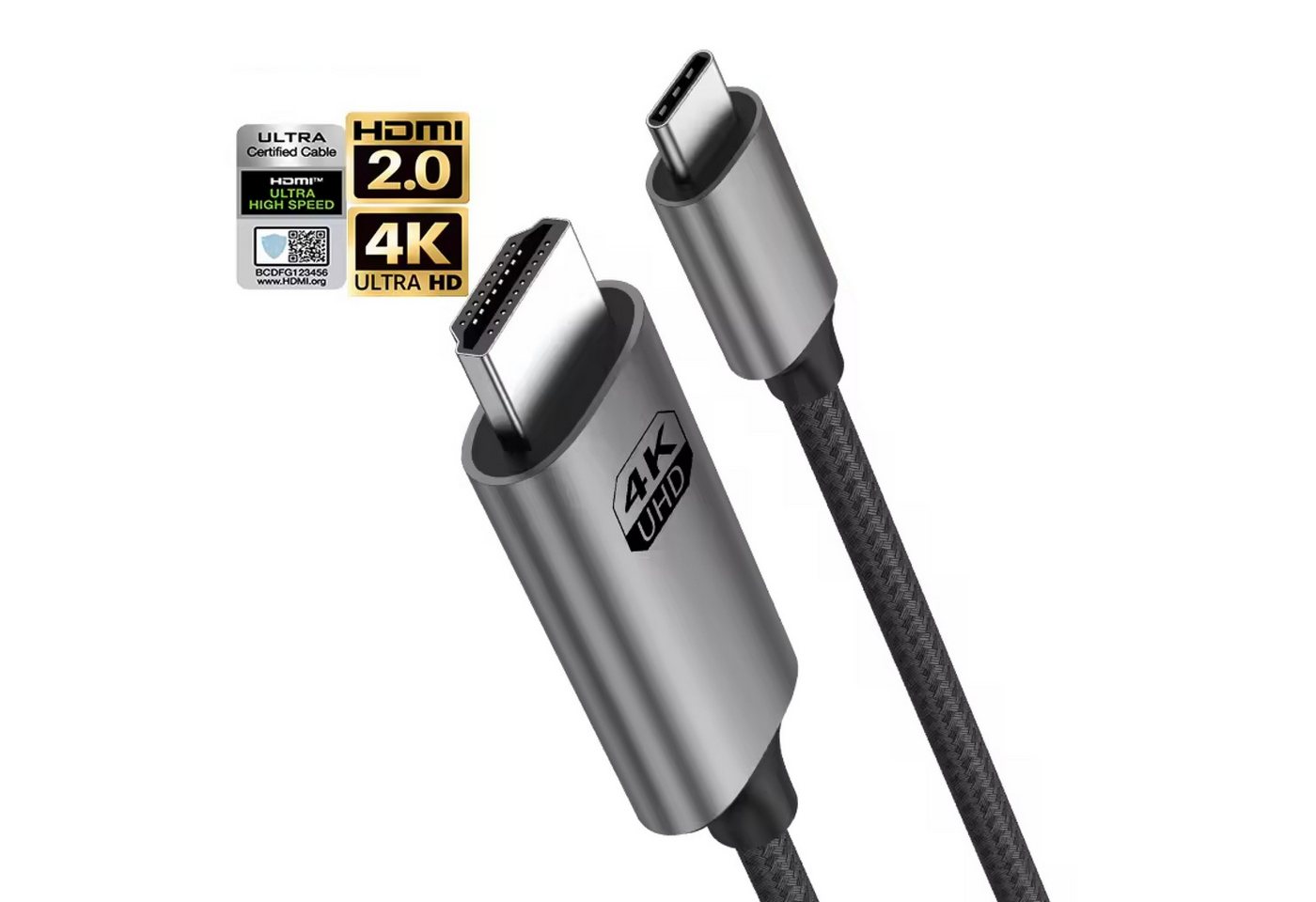 Futurea HDMI auf USB-C Kabel 4K 60Hz Hochauflösende Qualität HDMI-Kabel, HDMI, USB-C, (200 cm), HDMI 2.0 Standard von Futurea