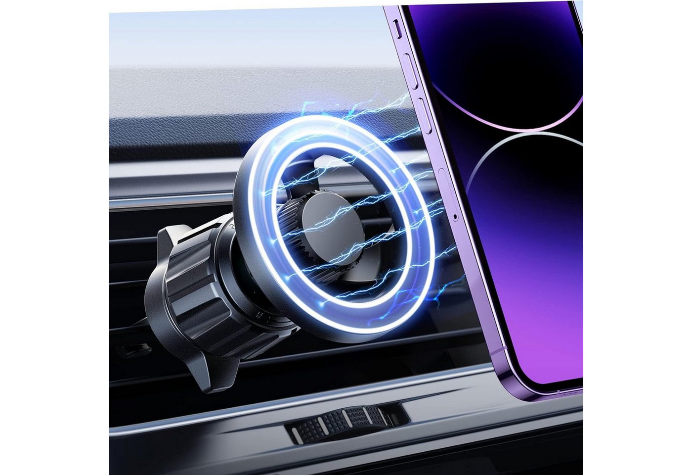 Futurea Kfz Auto magnetischer Handyhalter mit 360° für iPhone & mehr Handy-Halterung, (bis 8,00 Zoll, 1-tlg., 2-tlg., magnetisch, flexibel, Kfz-Halterung, MagSafe) von Futurea