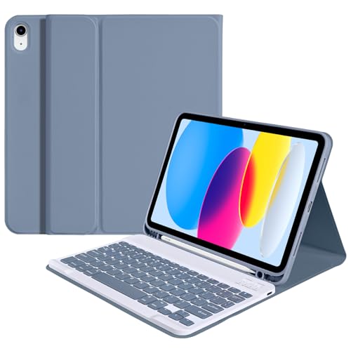 Fycyko Hülle mit Tastatur für iPad 10. Generation 27,7 cm (10,9 Zoll) 2022, Tastaturhülle für iPad 10. Generation, schlankes Smart-Case mit abnehmbarer Bluetooth-Tastatur und Stifthalter, für iPad 10 von Fycyko