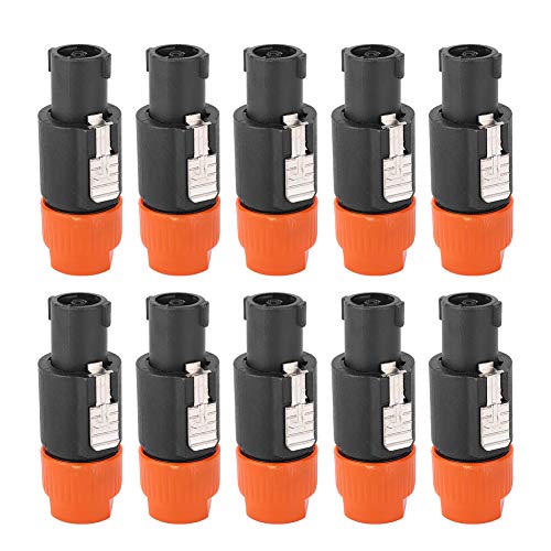 Speakon-Kabelstecker, 10 Stück C NL4FC Audio-Lautsprecher-Stecker, Wasserdichter 4-poliger Speakon-Stecker-Kabelstecker (Orange) von Fydun