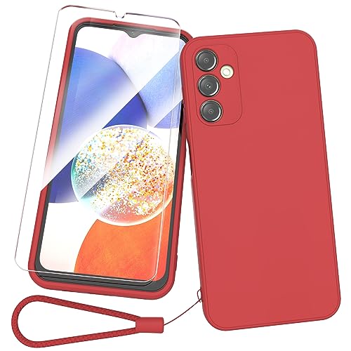 Fyriswho Handyhülle für Samsung Galaxy A14 4G / 5G + 1 Schutzgläser, Anti Kratzer Schutzhülle Stoßdämpfend Ultra Dünn Case Kompatibel mit Samsung Galaxy A14 4G / 5G - Rot von Fyriswho