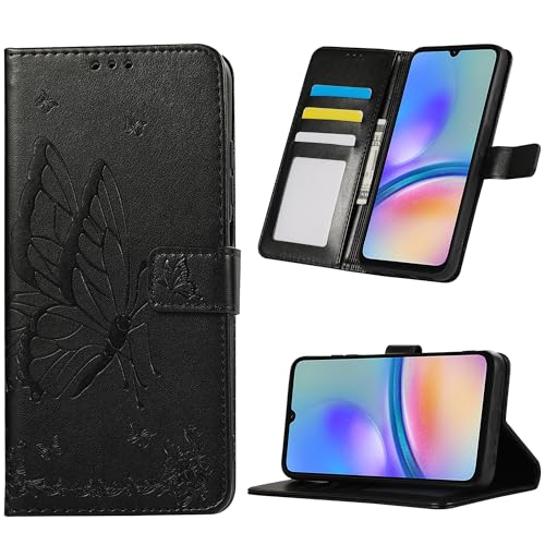 Fyriswho Hülle für Samsung Galaxy A05s 4G Handyhülle,Premium Leder Klappbar Schutzhülle mit Magnetic Closure Kartenfach Wallet Stoßfeste Lederhülle Samsung Galaxy A05s 4G (6.7") - Schwarz von Fyriswho