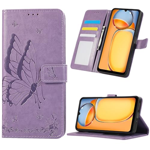 Fyriswho Hülle für Xiaomi Redmi 13C 4G Handyhülle,Premium Leder Klappbar Schutzhülle mit Magnetic Closure Kartenfach Wallet Stoßfeste Lederhülle Xiaomi Redmi 13C 4G (6.74") - Violett von Fyriswho