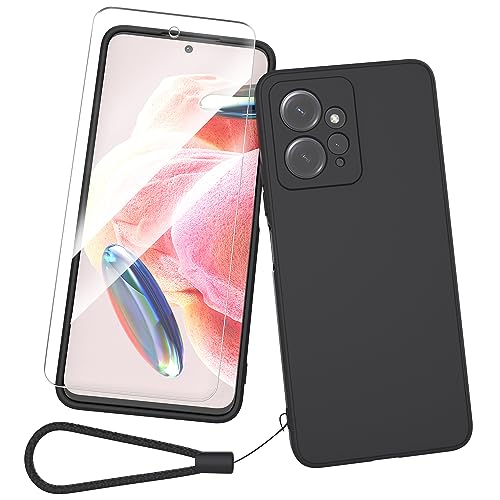 Fyriswho Hülle für Xiaomi Redmi Note 12 4G + 1 Stück Schutzfolie, Dünne Weiche Anti Kratzer Handyhülle 360 Grad Rundumschutz Schutzhülle Case Cover für Xiaomi Redmi Note 12 4G - Schwarz von Fyriswho