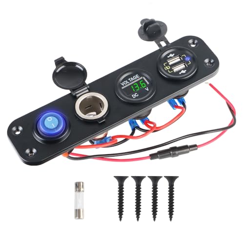 Fyuasto USB-Ladegeräte 3.0 für Boot Marine Truck Caravan RV 24V 12V Licht Toggle Volt Test Zubehör Auto Power Adapter Sicherung Switch Panel (Grünes Licht) von Fyuasto