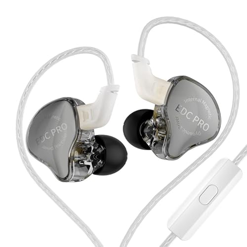 KZ EDC PRO In Ear Monitor Kopfhörer KZ IEM Ohrhörer Dynamische HiFi Stereo Sound Bühnenohrhörer Versilbertes Abnehmbares Kabel mit Mikrofon von G.K