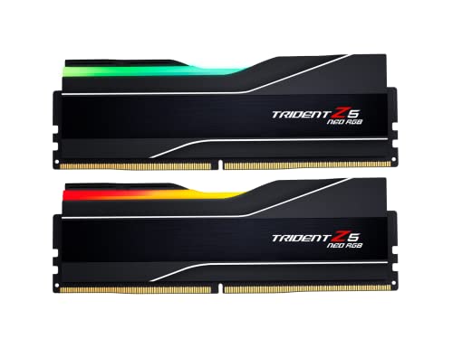 G.SKILL Trident Z5 Neo RGB Serie (AMD Expo) DDR5 RAM 32 GB (2 x 16 GB) 6400MT/s CL32-39-39-102 1,40 V Desktop Computer Arbeitsspeicher UDIMM – Mattschwarz (F5-6400J3239G16GX2-TZ5NR) von G.SKILL