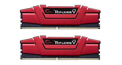 G.Skill Ripjaws F4-2400C15D-16GVR Arbeitsspeicher 16GB PC 2400 (CL15, 2X 8GB) DDR4-RAM Kit, Blazing Rot, 8GB (4GBx2) 2400MHz, 202702 von G.Skill