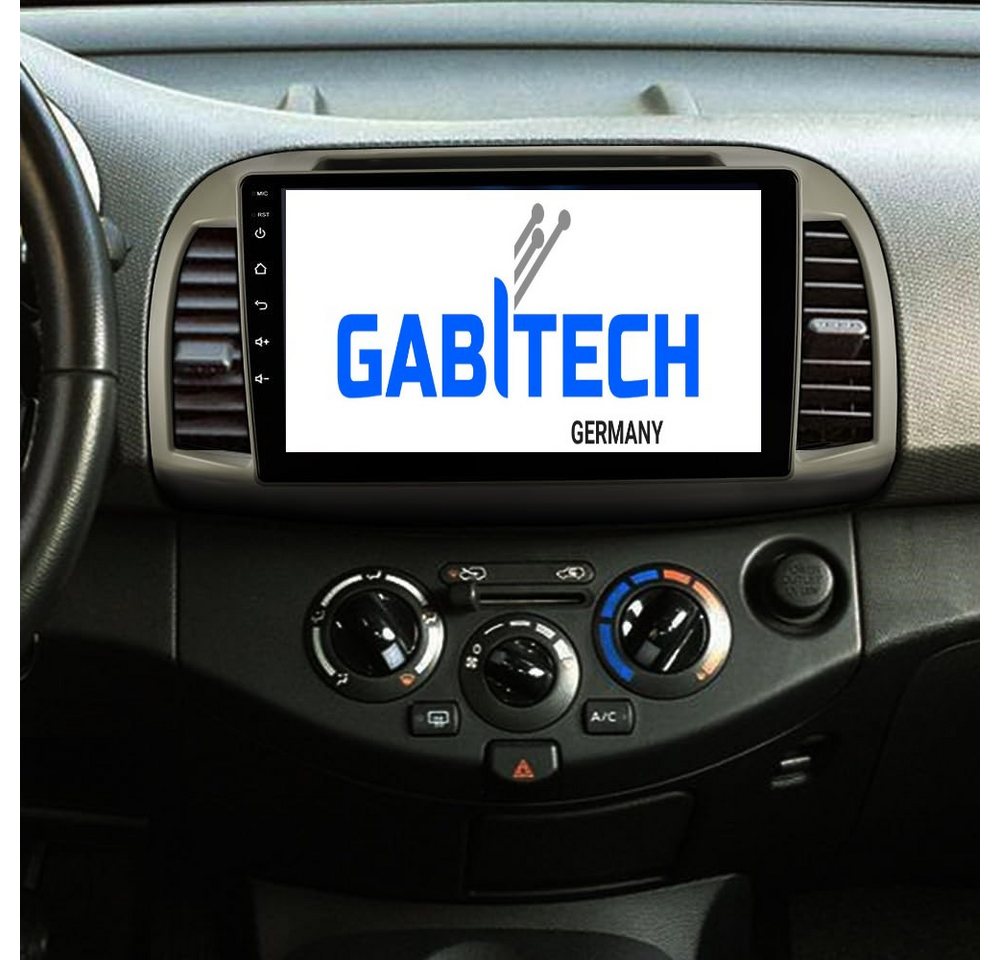 GABITECH Autoradio Android 13 GPS Navi WIFI Carplay RDS Für NISSAN MICRA 3 K12 Einbau-Navigationsgerät (Drahtlos Carplay und Android Auto, 8GB RAM, 128GB ROM) von GABITECH