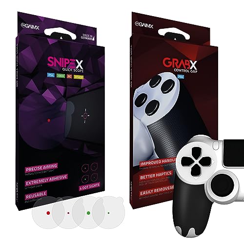 GAIMX® Bundle GRABX + SNIPEX Controller Zubehör Playstation 4 5 PS4 PS5 Grip Aiming Zielhilfe Quickscope Performace Otimierung von GAIMX