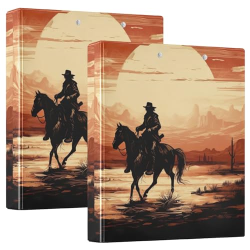 Cowboy Desert Sunset 3-Ringbuch, 3,8 cm, für 200 Blatt, D-Ring-Ordner, 2 Stück von GAIREG