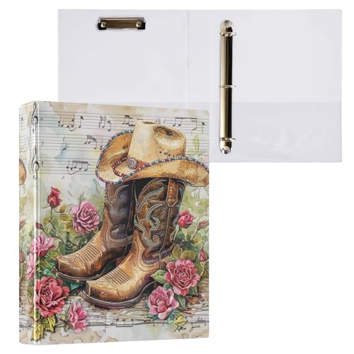 Cowgirl-Stiefel, Musiknoten, 3,8 cm, 3-Ringbuch mit Taschen, 200 Blatt Kapazität, dekorative Ordner von GAIREG