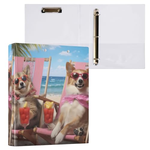 Dogs on The Beach 3,8 cm 3-Ringbuch, Kochbuch-Ordner, 3-Ringbuch mit Taschen von GAIREG
