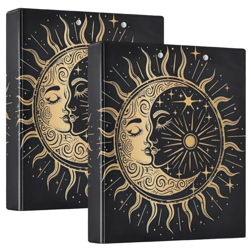 Sun and Moon with Faces, 3-Ringbuch mit Taschen, 200 Blatt Kapazität, Büroordner, 2 Stück Sun and Moon with Faces, 3-Ringbuch mit Taschen, 200 Blatt Kapazität, Büroordner, 2 Stück von GAIREG