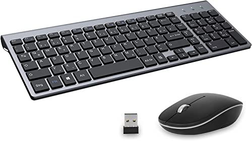 Tastatur Maus Set Kabellos - (Deutsch) USB QWERTZ Funk Tastatur Klein Maus Ultradünne Leise Ergonomisch Tastatur für Computer/PC/Laptop/Smart TV/Windows - Schwarz von GALENMORO