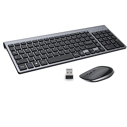 Tastatur Maus Set Kabellos - USB QWERTZ Funk Tastatur Klein Maus Ultradünne Leise Ergonomisch Tastatur für Computer/PC/Laptop/Smart TV/Windows- (Schwarz) von GALENMORO