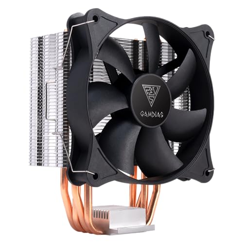 GAMDIAS BOREAS E1-410 MONO Single Tower CPU Kühler Lüfter für PC Prozessor, Leistungsstarker, leiser PWM-Lüfter mit niedrigem Profil, Kühlkörper mit 4 Heatpipes, Direct-Contact-Technologie, Schwarz von GAMDIAS