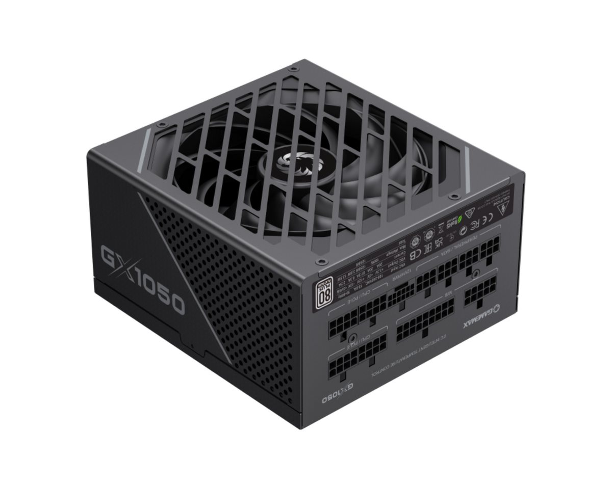 GAMEMAX GX-1050 PRO BK 80 Plus Platinum ATX3.1 PCIe5.1 PC-Netzteil (12V-2*6-Anschluss, Kabelmanagement) von GAMEMAX