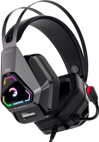 GAMEPOWER Fujin Gaming-Headset mit virtuellem 7.1 Surround Sound USB-Soundkarte (Neodymium 50MM Treiber Mikrofon mit Geräuschunterdrückung, Headsets für Gamer mit Mikrofon, PC Gamer,PS4,PS5 von Game Power