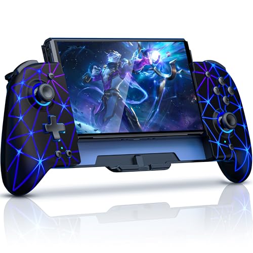 GAMSINGY Handheld Switch Controller, Cooles RGB-Licht Switch Controller Griffe mit 4xSpiele Karten Slots, Switch Spiele Zubehör für Switch/OLED Konsolen von GAMSINGY