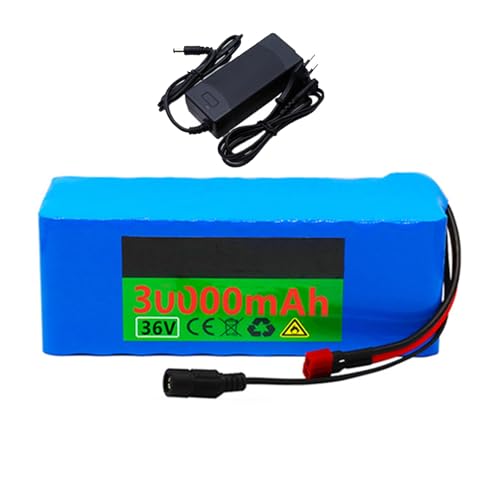 36V 30AH Elektrische Faltrad Lithium-Batterie Wasserdicht E-Bike Herausnehmbare Batterie mit Ladegerät für 500W Fahrradmotor XT60 von GAOJYLF