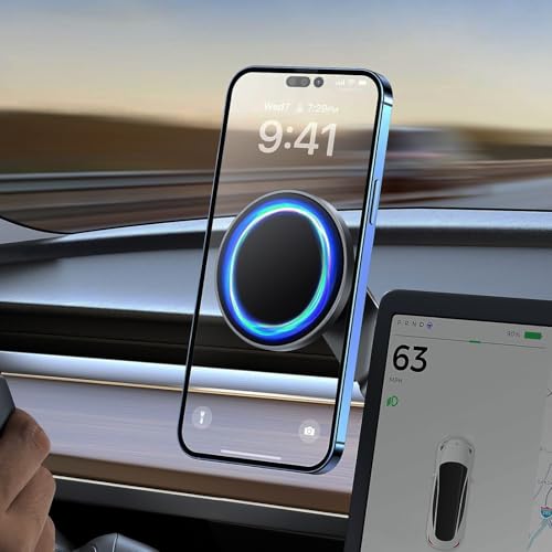 Tesla-kompatible magnetische Handyhalterung, ideal für Tesla Model Y/3/S/X/CyberTruck, Auto- & Desktop-Halterung mit ultrastarken Magneten & Klebstoff für Stabilität, universell passend für iPhone von GAOQIAO