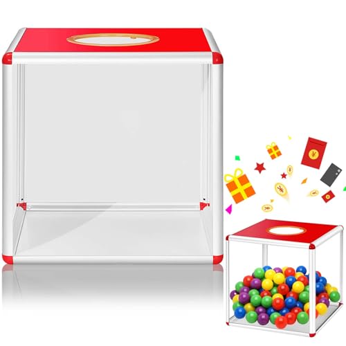 Lotterie-Box: Tombola-Box mit Aluminium Legierung, Spendenbox, Acrylspendenbox, Wahlurne, Empfohlene Box, Quadratische Spielbox, Transparente Aufbewahrungsbox, Kommentar Box (25 x 25 cm) von GAOUTO