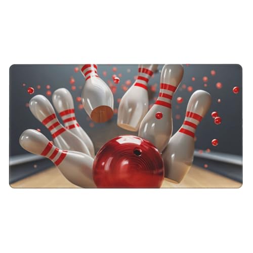 Mauspad mit Bowlingball, 40,1 x 74,9 cm, Muster, Gaming-Mauspad, Schreibtischunterlage mit 3 mm rutschfester Unterseite, Mauspad für Büro, genähte Kanten, Mäusepads von GBCVXZ