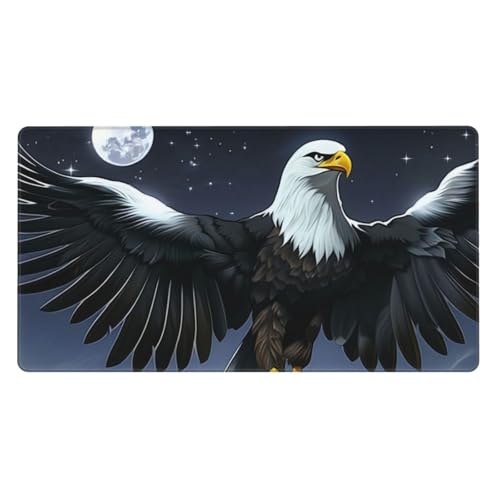 Mauspad mit Eagle Under The Stars, 40,1 x 74,9 cm, Muster, Gaming-Mauspad, Schreibtischunterlage mit 3 mm rutschfester Unterseite, Mauspad für Büro, genähte Kanten, Mäusepads von GBCVXZ