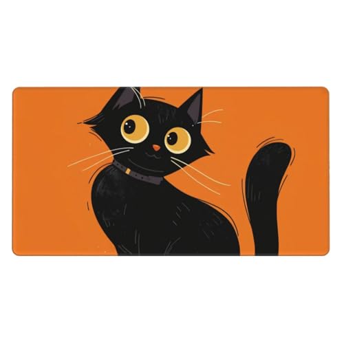 Mauspad mit Katzen und Büchern, 40,1 x 74,9 cm, Muster, Gaming-Mauspad, Schreibtischunterlage mit 3 mm rutschfester Unterseite, Mauspad für Büro, genähte Kanten, Mäusepads von GBCVXZ