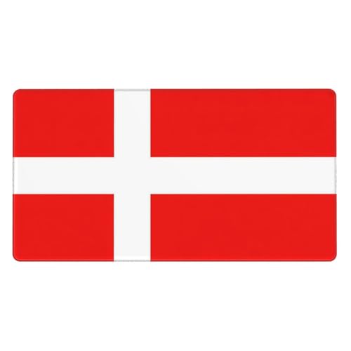 Mauspad mit dänischer Flagge, 40,1 x 74,9 cm, Muster, Gaming-Mauspad, Schreibtischunterlage mit 3 mm rutschfester Unterseite, Mauspad für Büro, genähte Kanten, Mäusepads von GBCVXZ