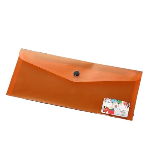 Dateiordner 25,5 * 13 cm Briefpapier-Umschlag-Aufbewahrungstasche Kunststoff-Dokumententasche mit Druckknopf Transparente gefrostete Dateiordner Bürobedarf Ordner(Orange) von GBEVAUEIO