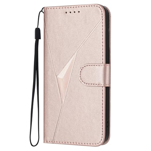 GBWQPLJV Klapphülle mit Brieftaschen- und Kartenfächern, Leder, kompatibel mit Honor 300 Ultra Pro Honor300 AMM-AN00, modische Standhalterung, stoßfeste Handyschale (Roségold, Honor 300 Pro) von GBWQPLJV