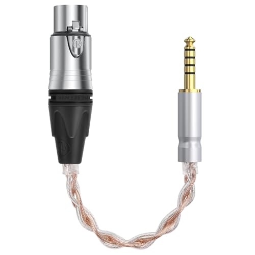 GEEKRIA Kopfhöreradapter 4,4 mm Stecker auf 4-polige XLR-Buchse,symmetrisch,versilbertes Kupfer,Upgrade-Konvertierungs-Audioadapterkabel,kompatibel mit Playern,Verstärkern,Mikrofonen (20cm/1 Packung) von GEEKRIA