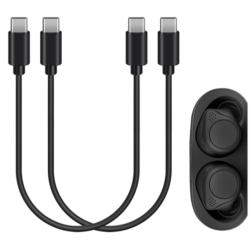 GEEKRIA Typ-C Ohrhörer, kurzes Ladekabel, kompatibel mit Jabra Elite 85t, Elite Active 75t, Elite 75t, Elite 7 Pro Ladegerät, USB-C auf USB-C Ersatz-Netzkabel (1ft/30cm 2er-Pack) von GEEKRIA