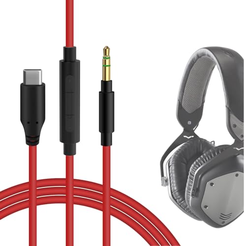 GEEKRIA USB-C-Digital-zu-Audio-Kabel mit Mikrofon, kompatibel mit V-MODA Crossfade LP, Crossfade 2, XS, V-80-Kabel, Ersatz-Typ-C-Audiokabel mit Inline-Mikrofon und Lautstärkeregler (5,6 Fuß/1,7 m) von GEEKRIA