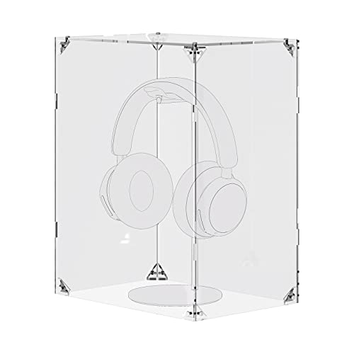 Geekria Clear Acrylic Headphones Display Box Dust Cover for Headphones, Assemble Cube Display Box Stand Dustproof, Protection Headphones Show Case Cover von GEEKRIA