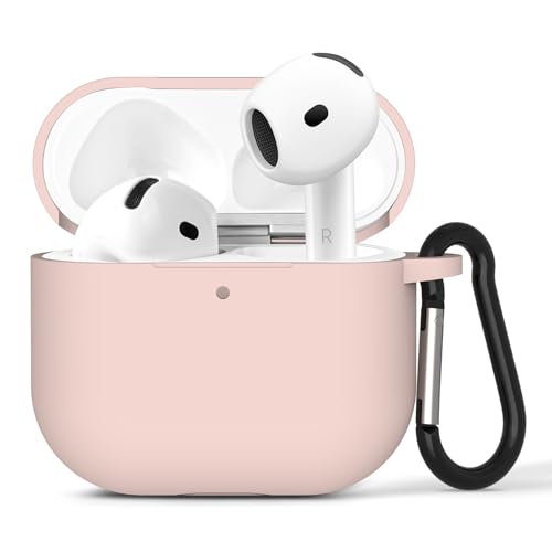 Geekria Silikon-Schutzhülle, kompatibel mit AirPods 4, True Wireless Earbuds, schützende Kopfhörer-Schutzhülle mit Schlüsselanhänger-Haken, Ladeanschluss zugänglich (Rosa) von GEEKRIA