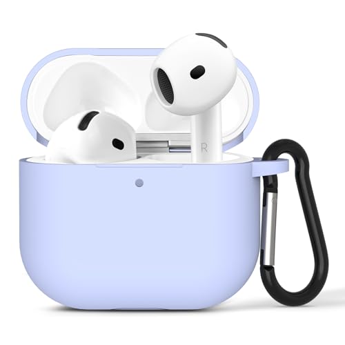 Geekria Silikon-Schutzhülle, kompatibel mit AirPods 4, True Wireless Earbuds, schützende Kopfhörer-Schutzhülle mit Schlüsselanhänger-Haken, Ladeanschluss zugänglich (blau) von GEEKRIA