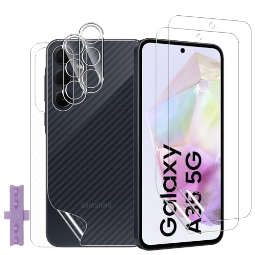 GEEMEE Schutzfolie für Samsung Galaxy A35 5G,【2+2+2 Stück】 Displayschutzfolie + TPU Rückseite Schutzfolie + Kameraschutz für Panzerglas, HD Anti-Kratzer Folie Bläschenfrei Displayschutz von GEEMEE