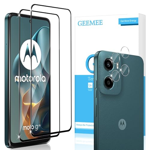 GEEMEE für Panzerglas für Motorola Moto G05 Schutzfolie, 2 Stück Schutzglas + 2 Stück Kamera Schutzfolie, 9H Härte Glas Folie HD Klar Displayfolie Anti-Kratzen Displayschutzfolie von GEEMEE